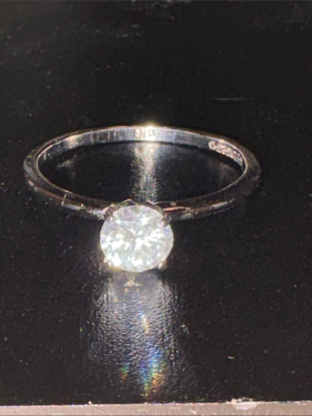 Joseph Esposito Sterling vintage solitaire engagement-style ring signed by ESPO
